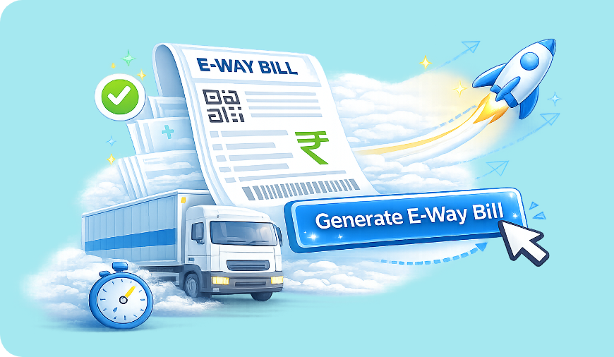 Instant eWay Bill Generation – Create and manage eWay Bills without switching platforms.